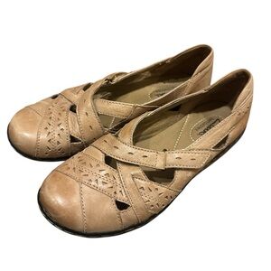 Clarks Women’s Bendables Ashland Spin Mary Jane Comfort Shoes Tan Leather Size 7